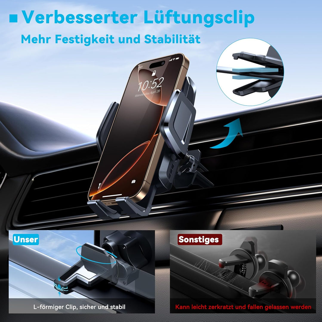 TECKNET Handyhalterung für Auto 2-in-1 – KFZ Handy Halterung für Lüftungslöcher & Getränkehalter, Bi