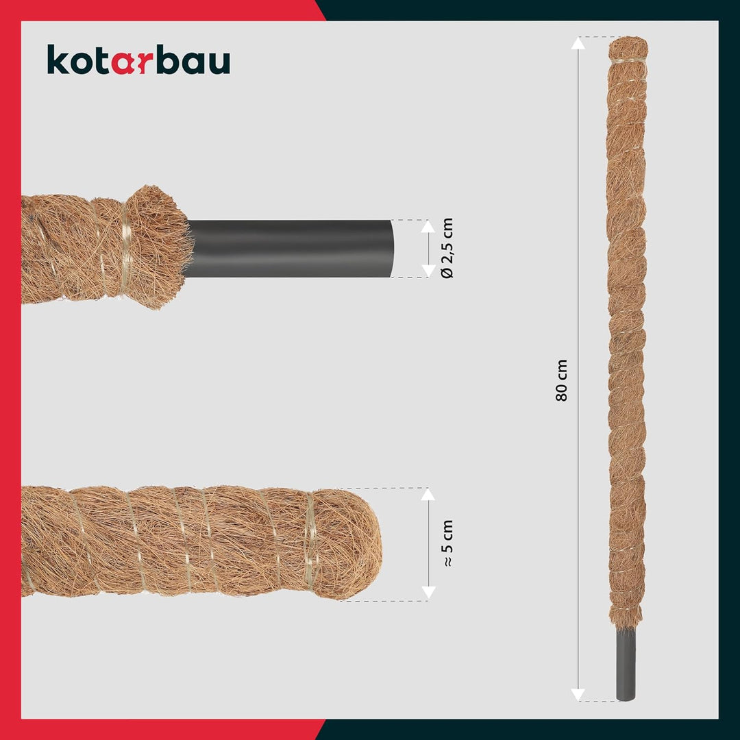 KOTARBAU® 4er Set Moosstab für Monstera Kokos Natural ⌀ 2,5 x 80cm Pflanzenstab Rankhilfe für Monste