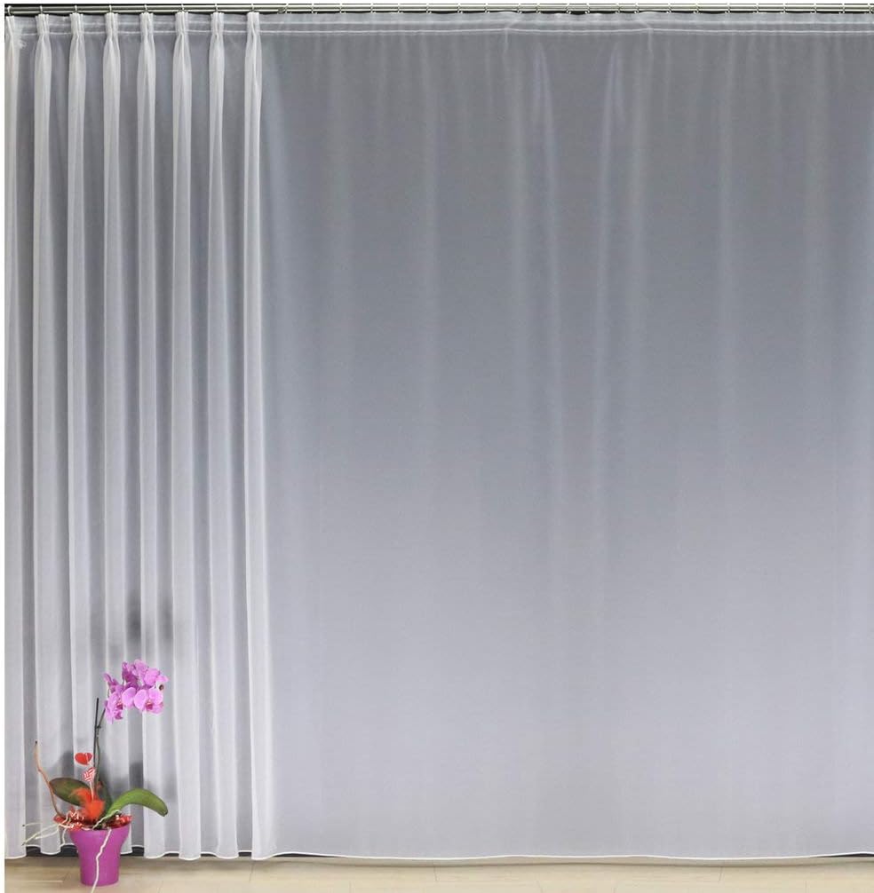 EASYHomefashion Fertiggardine nach Mass Voile Store weiss, massgefertigt, halbtransparent mit 5er-FA