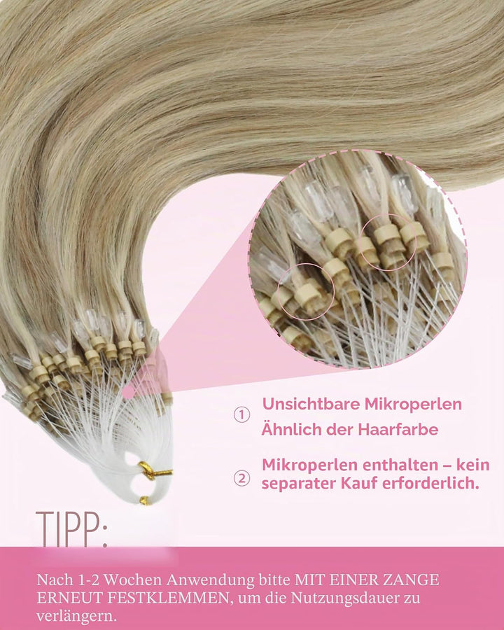 YoungSee Microring Extensions Echthaar Blond Micro Loop Extensions Echthaar 35cm Microring Extension