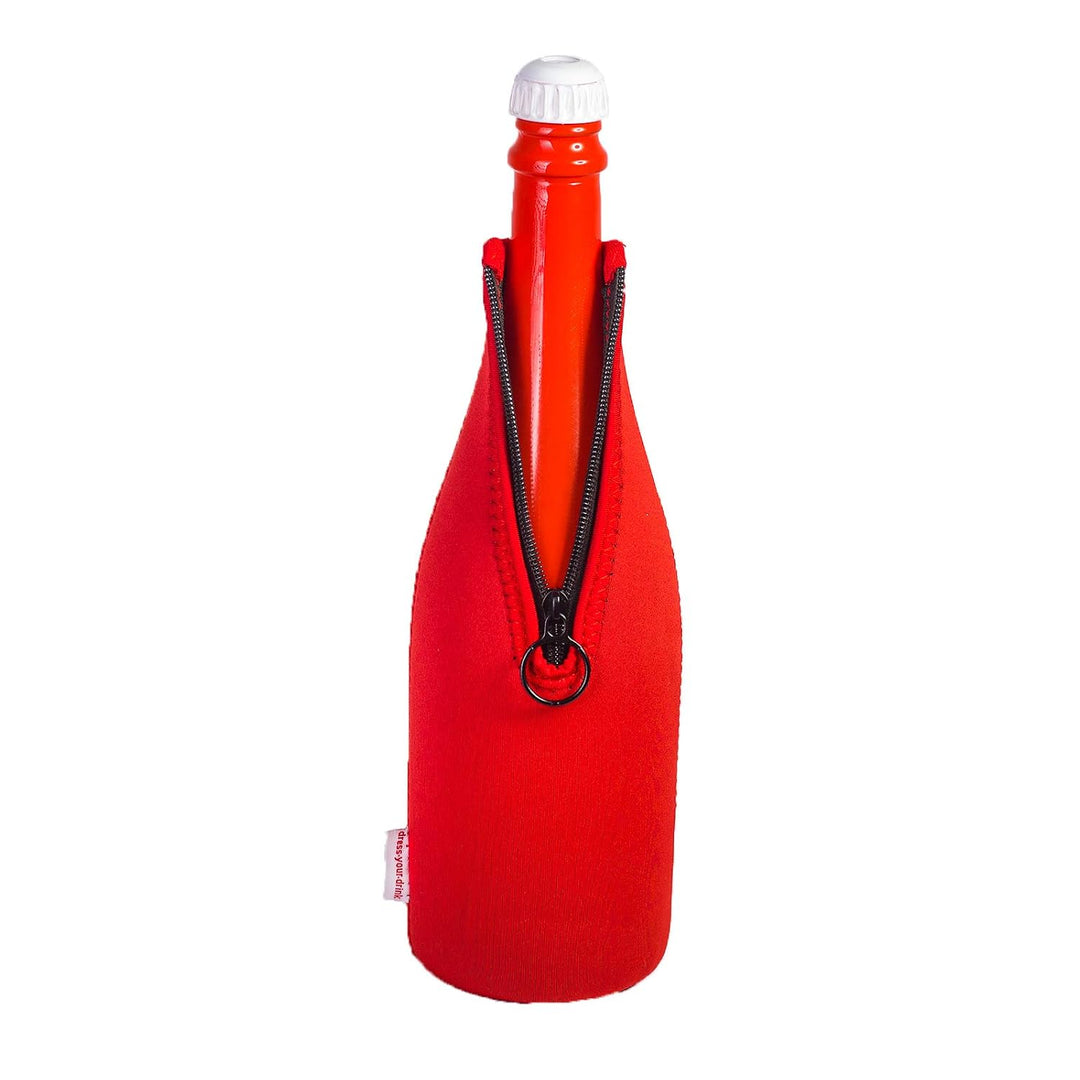 Sektkühler 0,75l Neopren, Flaschenkühler, Weinkühler, Getränkekühler, DRESS-YOUR-DRINK (Rot, 5er Spa