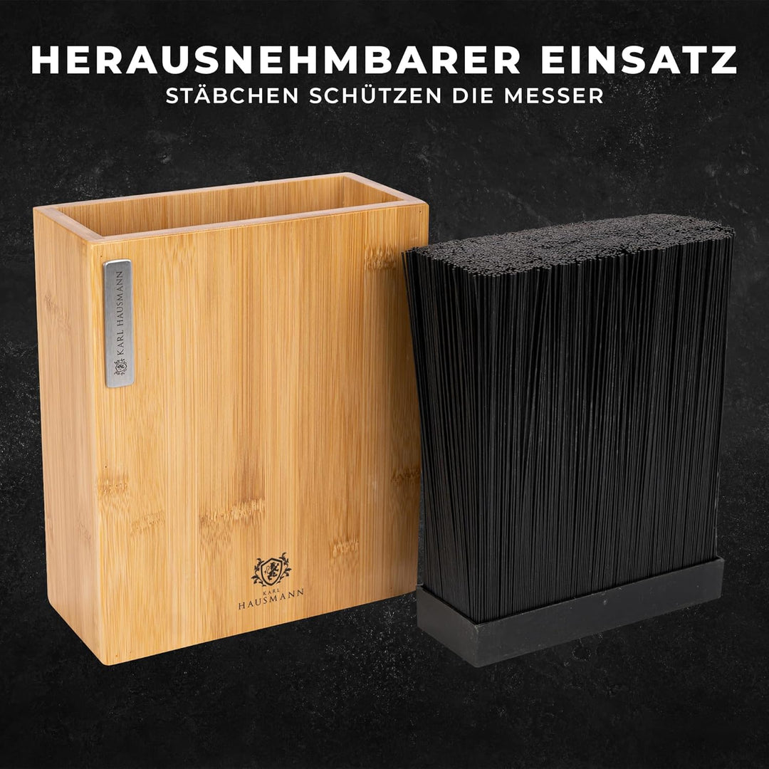 KARL HAUSMANN Bambus Messerblock, Universeller Messerblock aus Holz, universell für Küchenmesser, Kü