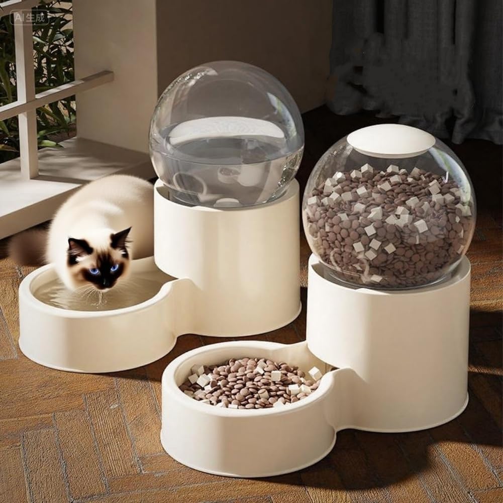 Automatischer Katzenfutterspender und Wasserspender Futterspender und Wasser Set, 2 Stück, Katzenfut