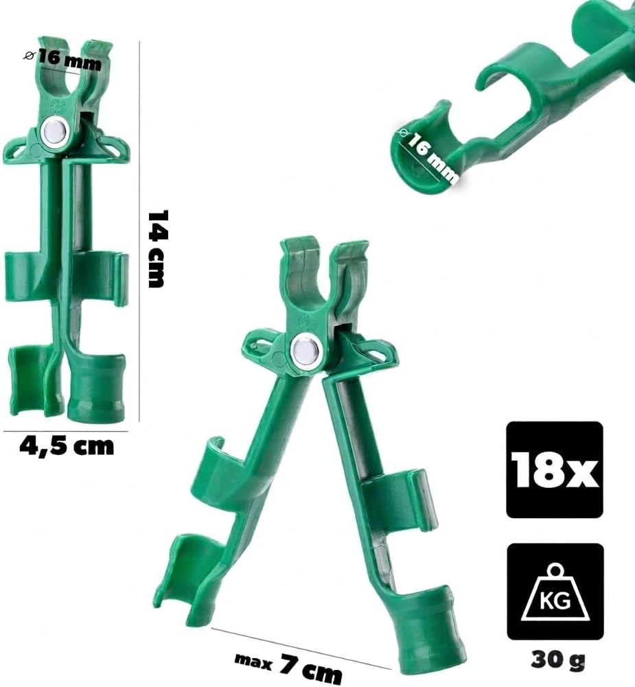 KADAX 18er Set Pflanzstab-Verbinder Ø 16 mm, Stabile Verbindung für Pflanzstäbe, Tomatenstäbe &amp; Rank