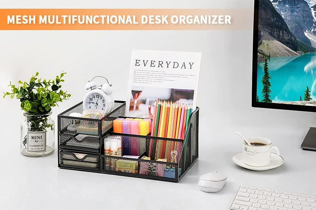 Marbrasse Mesh-Schreibtisch-Organizer mit Schubladen, multifunktionaler Schreibtisch-Organizer und Z