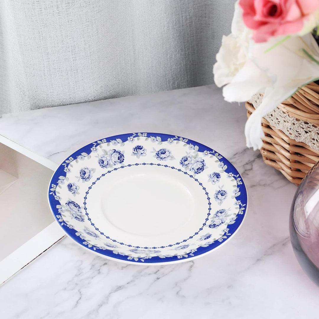 fanquare Vintage Blaue Blumen Tea for One Set, Tupfen Porzellan Kaffeetassen Set mit Teekanne, Tasse