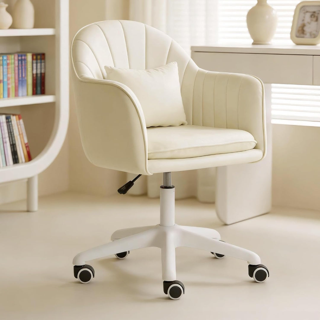 Ergonomischer Bürostuhl, 360° drehbar Höhenverstellbar, SamtStuhl mit Kopfkissen, Homeoffice Stuhl b