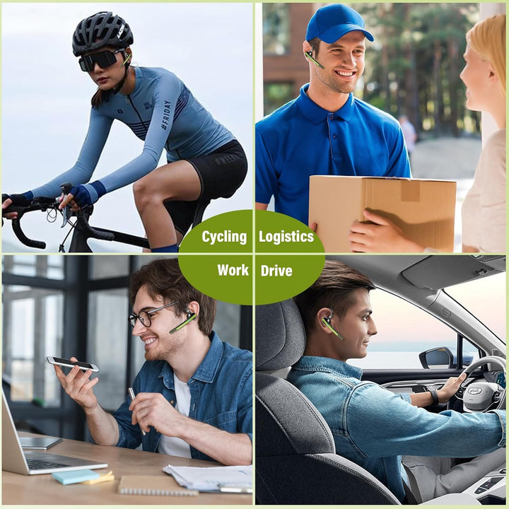 Bluetooth Headset V5.3, Wireless Freisprech Telefon mit CVC 8.0/ENC Dual Mic, APTX, Mute Zwei-Geräte