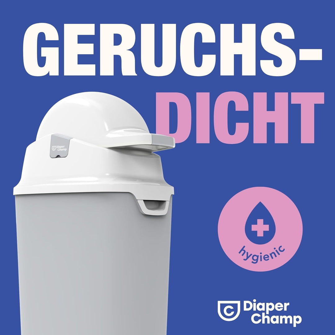 DIAPER CHAMP ONE MAXI Windeleimer - geruchsdicht - OHNE Nachfüllkassetten - funktioniert mit normale