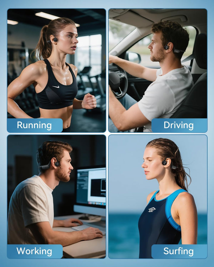 Wantek Kopfhörer Schwimmen, Knochenschall Kopfhörer Bluetooth 5.4, IP68 Wasserdicht,Sportkopfhörer 3