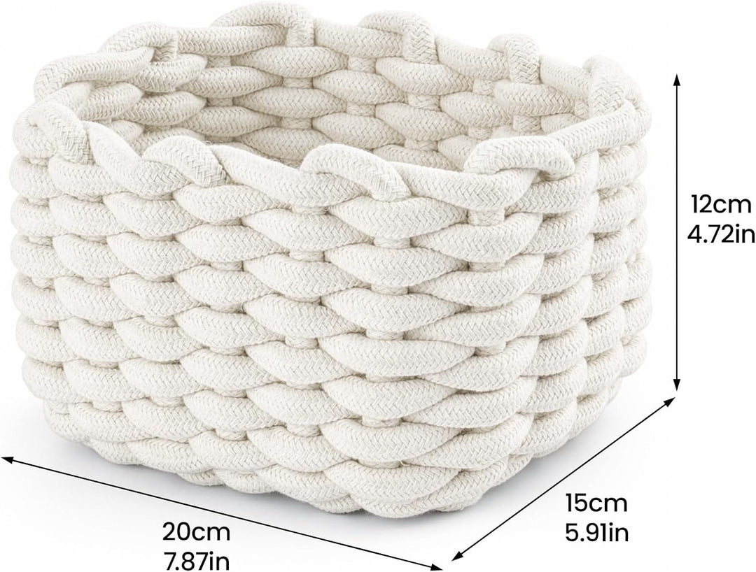 2/4 Stück Häkelkorb Aufbewahrungskorb 20 x 15 x 12 cm Baumwollseil Geflochtene Körbe Klein Organizer