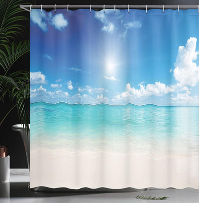 ABAKUHAUS Landschaft Duschvorhang, Himmel und tropisches Meer, mit 12 Ringe Set Wasserdicht Stielvol