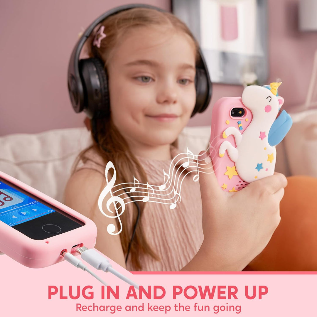 SYNCFUN Kinder Handy Smartphone,Kinder Kamera Spielzeug mit Dual-Kamera,Spiel,Musik Player 8GB Karte
