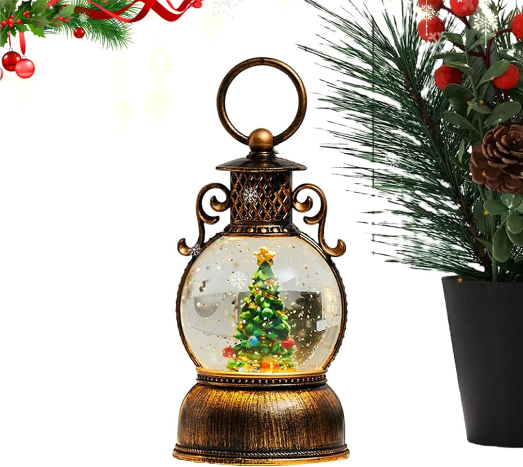 Weihnachts Schneekugel Laterne | 6-Stunden Timer mit Musik - Weihnachtliche Leuchtende Schneekugel D