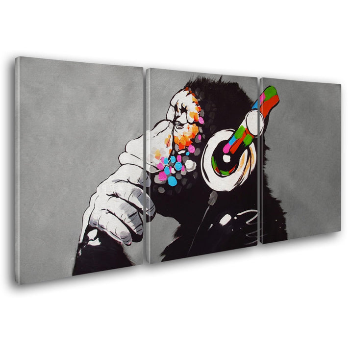 Giallobus - Grosse Gemälde im XXL-Format - Banksy - Street Art - DJ Monkey - Leinwand - 308x140cm |