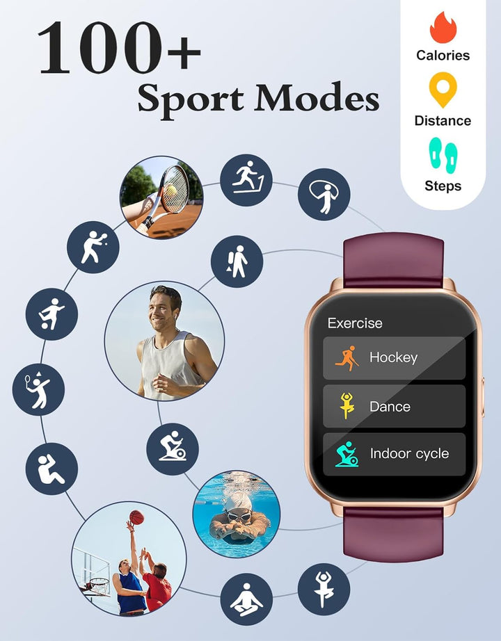RUIMEN Smartwatch mit Telefonfunktion,Smartwatch für Damen Herren HD-Touch Screen Fitnessuhr mit SpO