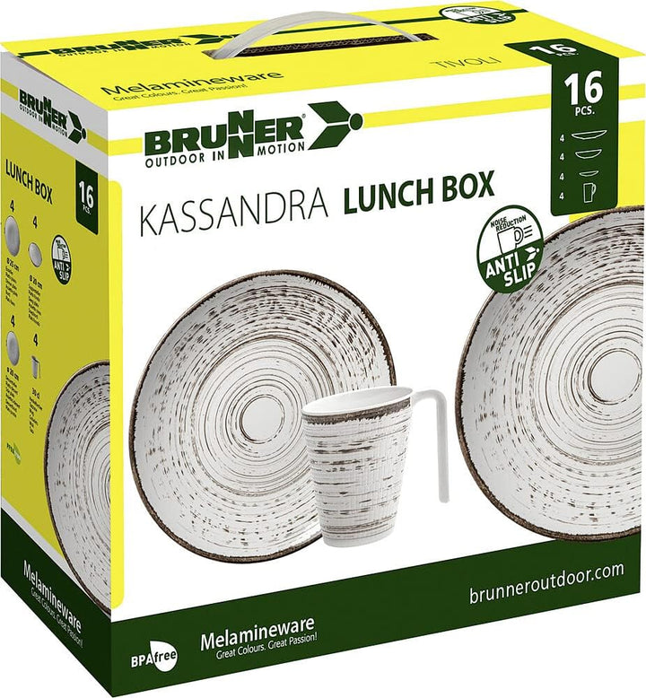 BRUNNER Campinggeschirr Set (Set 16 Stück) für 4 Personen - Lunchbox Kassandra - aus hochwertigem Me