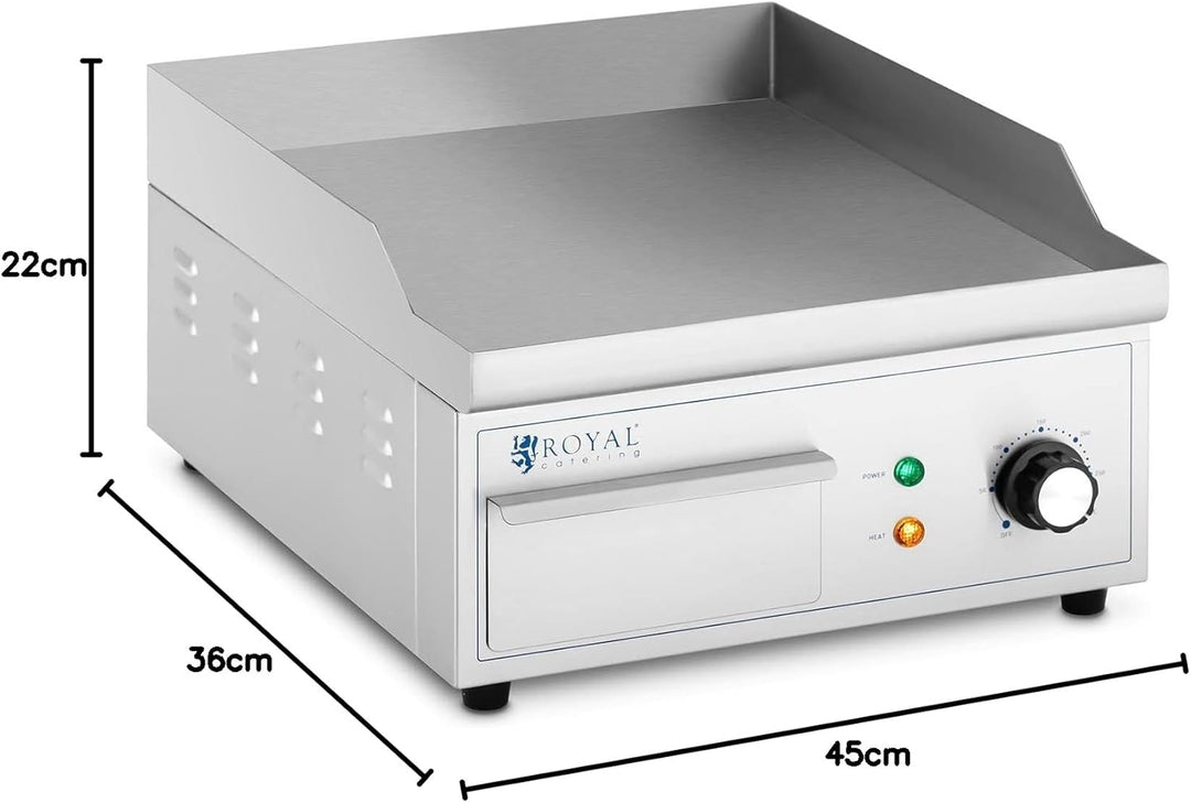 Royal Catering RCPG45-S Elektro Grillplatte 350 x 380 mm glatt 2.000 W Griddleplatte Bratplatte Grid