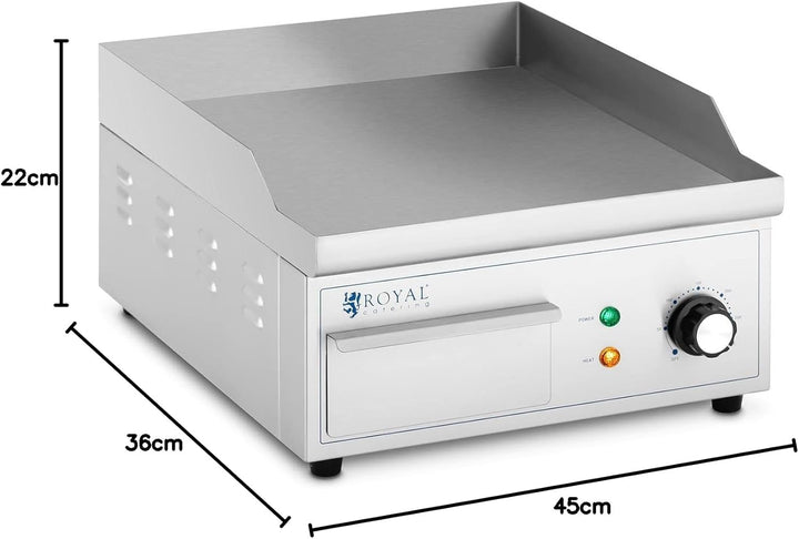 Royal Catering RCPG45-S Elektro Grillplatte 350 x 380 mm glatt 2.000 W Griddleplatte Bratplatte Grid