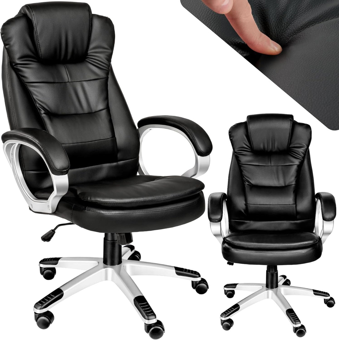 tectake Chefsessel, Bürostuhl ergonomisch, Drehstuhl mit Rollen, Gaming Stuhl, hohe Rückenlehne und