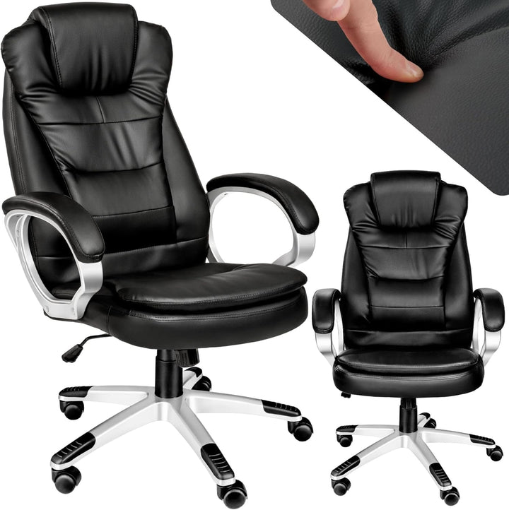 tectake Chefsessel, Bürostuhl ergonomisch, Drehstuhl mit Rollen, Gaming Stuhl, hohe Rückenlehne und