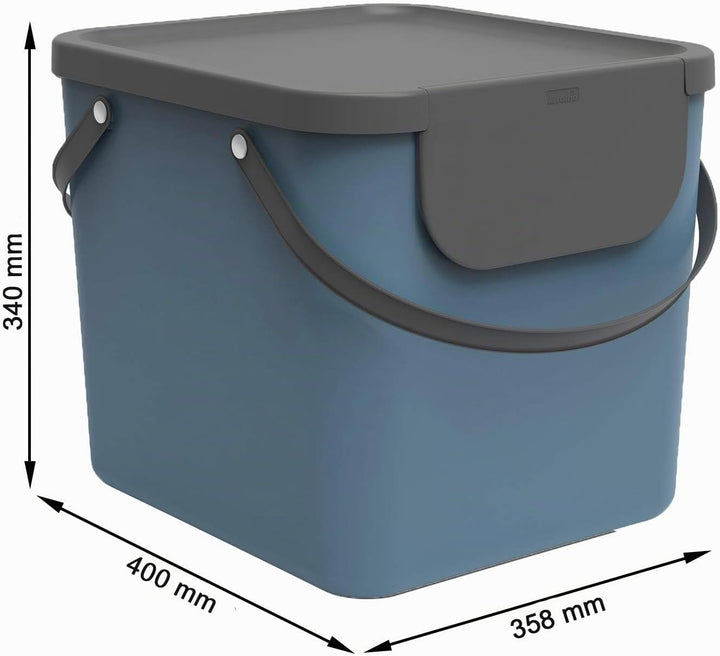 Rotho Albula Mülltrennungssystem 40l für die Küche, Kunststoff (PP), blau/anthrazit, Blau/Anthrazit