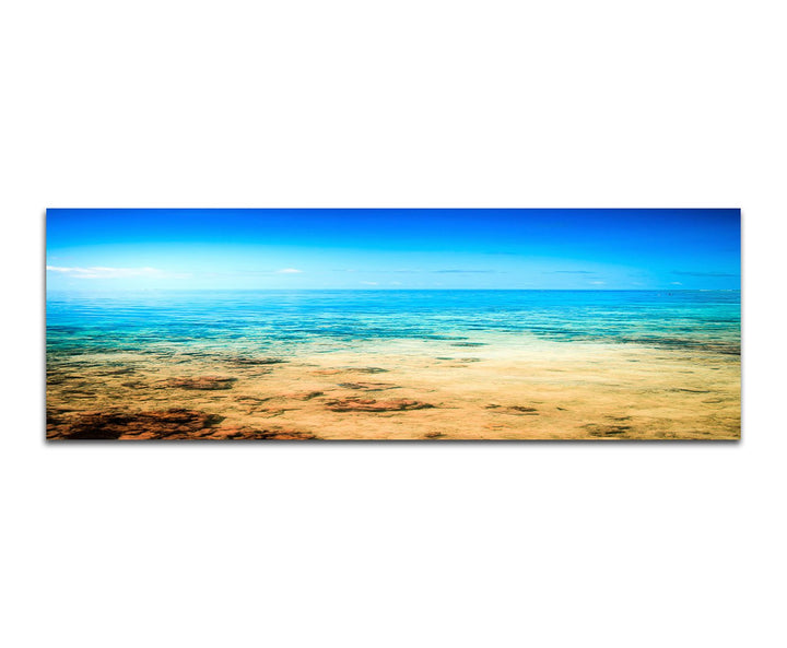 Paul Sinus Art Panoramabild auf Leinwand und Keilrahmen 150x50cm Malediven Strand Meer Sonnenlicht