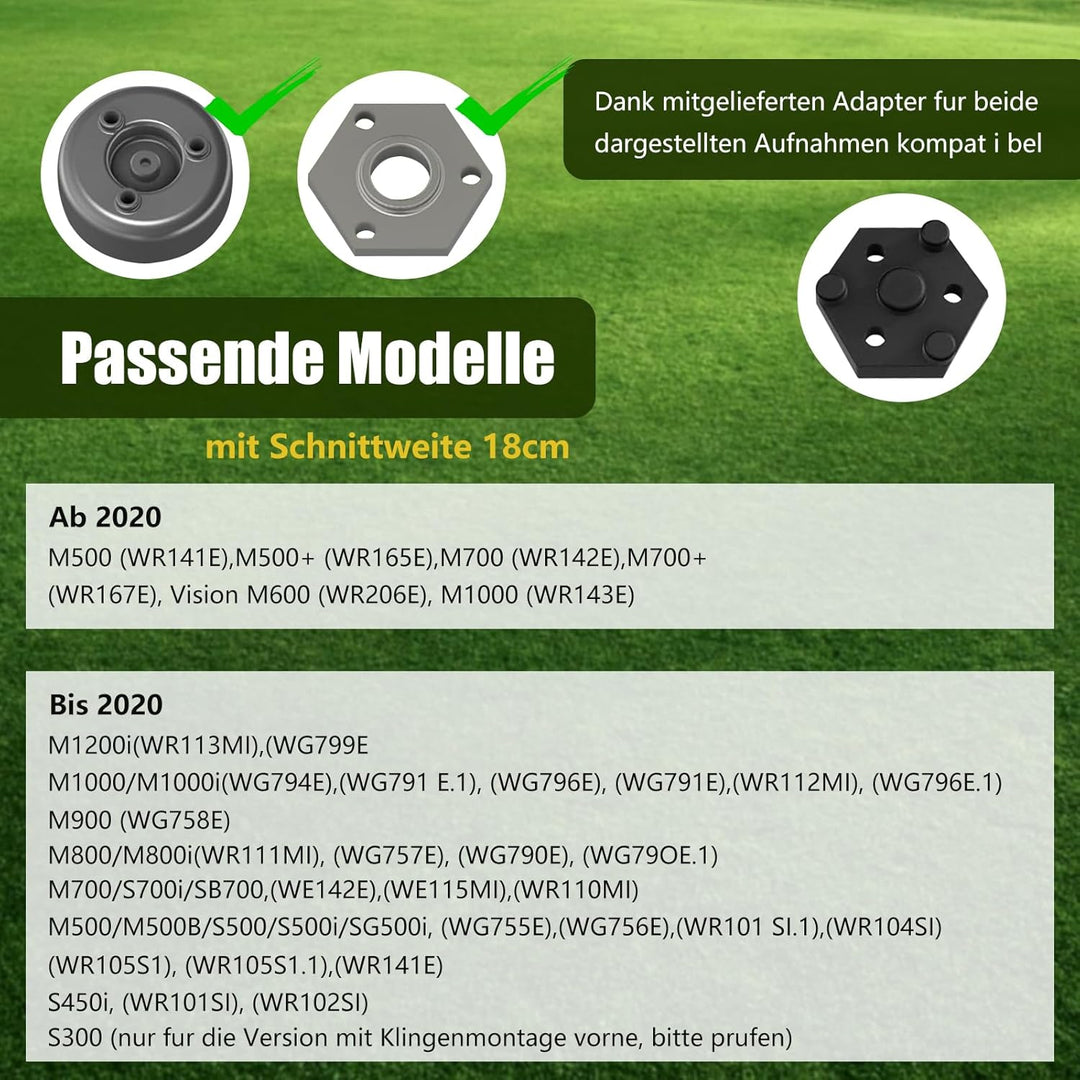 6er Messerscheibe Kompatibel mit Worx Landroid, M500 M700 WR167E WR141E Vision M600, Glasfaserverstä