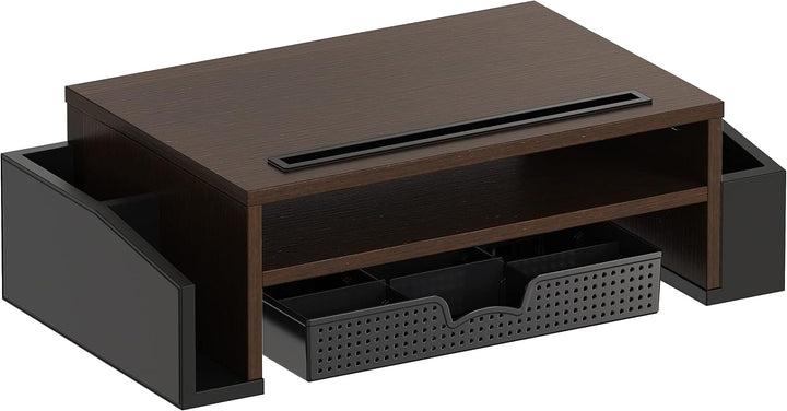 Simple Houseware Schreibtisch-Monitorständererhöhung mit Verstellbarer Organizer-Ablage, Espresso, E