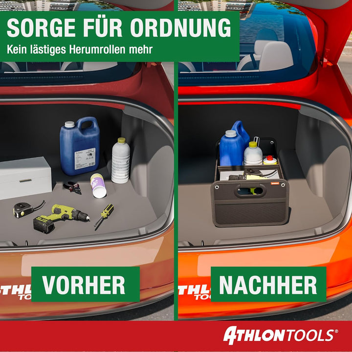 ATHLON TOOLS Kofferraumtasche faltbar - Kofferraum-Organizer, Auto Faltbox, Autotasche - verstärkt u