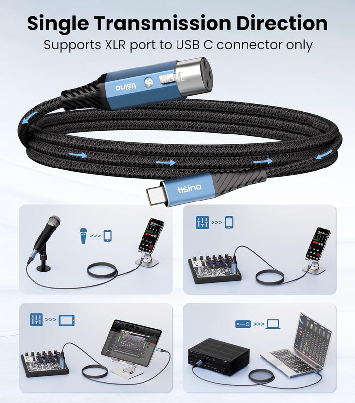 Tisino XLR auf USB C Mikrofonkabel, Upgraded Hi-Fi Audio Recording Kabel USB C Mikrofonkabel für dyn