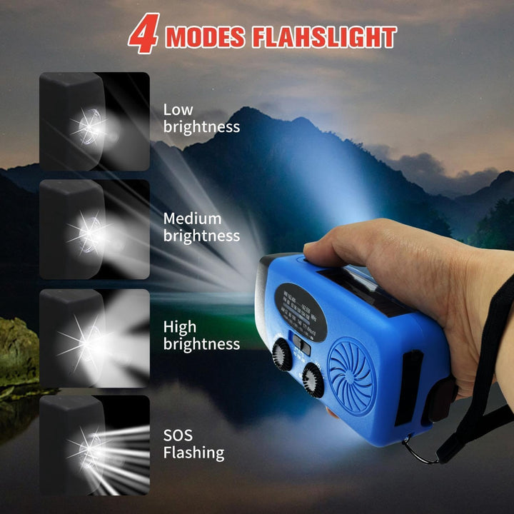 Solarradio zum Aufziehen, 5000 mAh, Notfallkurbel, Wetterradio, Solarradio mit Taschenlampe, NOAA/FM