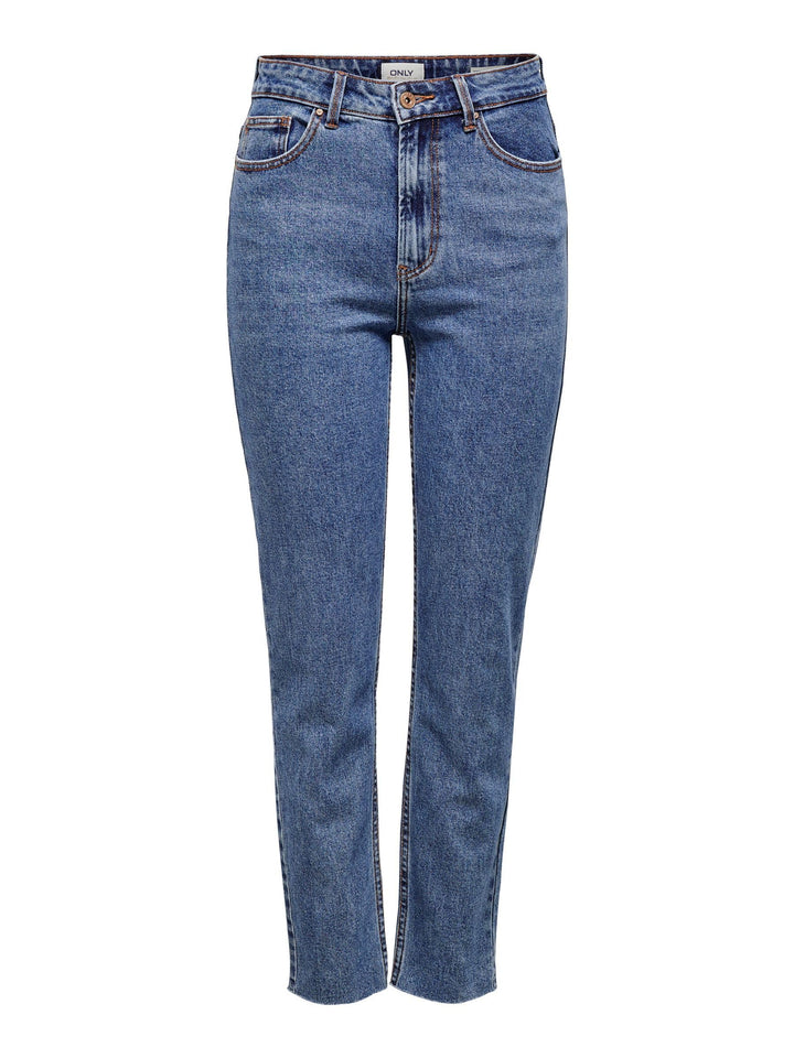 ONLY Damen Hose Onlemily Hw Straight ANK Col CC PNT 27W / 30L Dark Blue Denim, 27W / 30L Dark Blue D