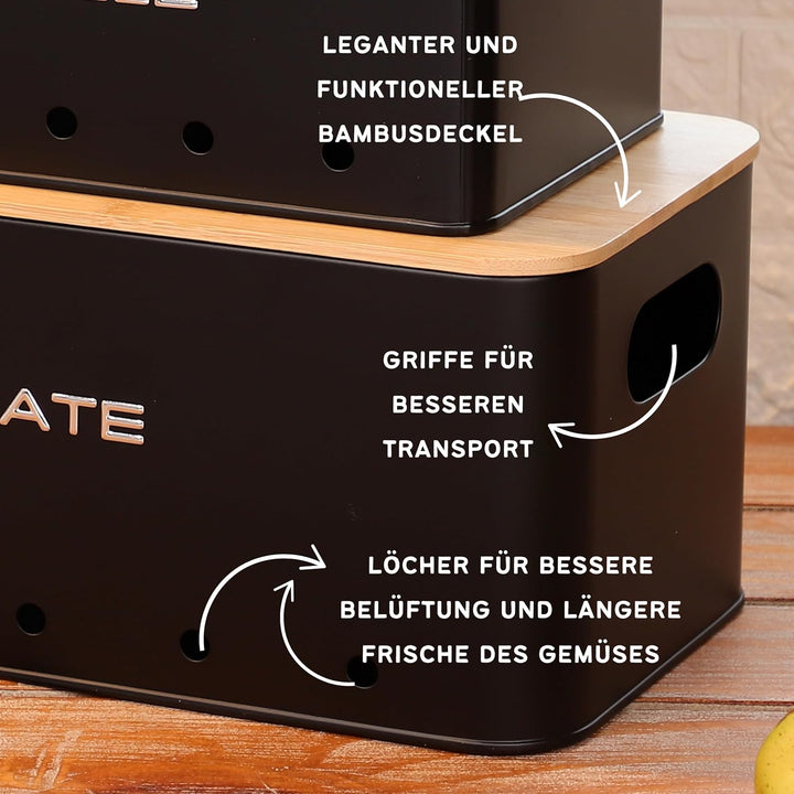 kartoffel aufbewahrungsbox - Set 3 aufbewahrung kartoffeln zwiebeln knoblauch - gemüse aufbewahrung