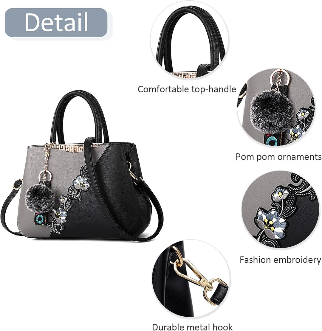 DIRRONA Damen Handtasche Mode Blumenmuster Schulterbeutel Grosse Kapazität Umhängetasche Casual Reis