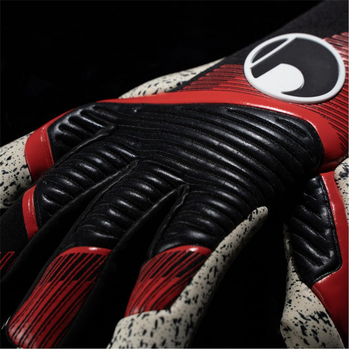 uhlsport Unisex Jugend Powerline Supergrip+ Hn Fussball Torwarthandschuhe 8 schwarz/rot/weiss, 8 sch