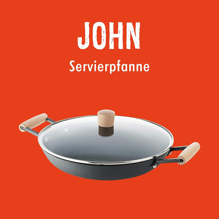 Rohe Germany Servierpfanne John mit Deckel, 30 cm, Induktion, 218283-30