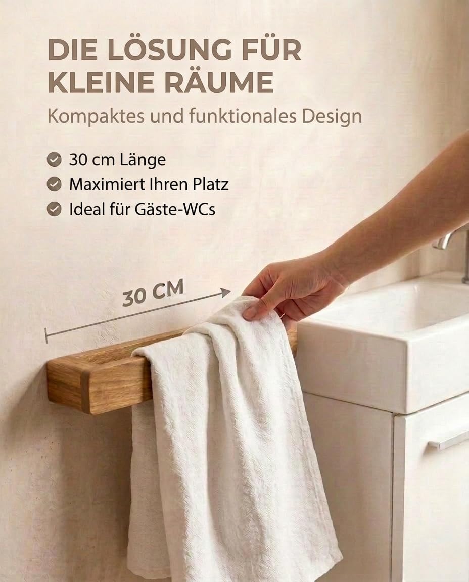 Handtuchhalter Ohne Bohren - Natürliches Bambus - Extra Starker Kleber - Handtuchhalter Holz - Minim
