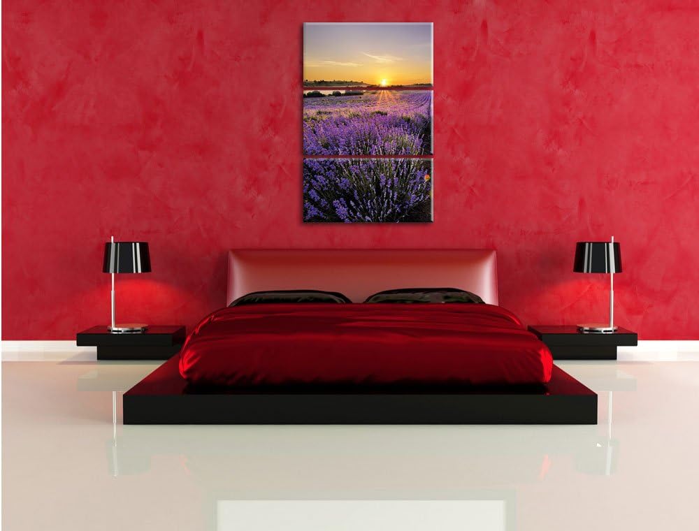 Pixxprint Lavendelfeld in Frankreich als Leinwandbild/Grösse: 3 Teilig (120x80) / Wandbild/Kunstdruc