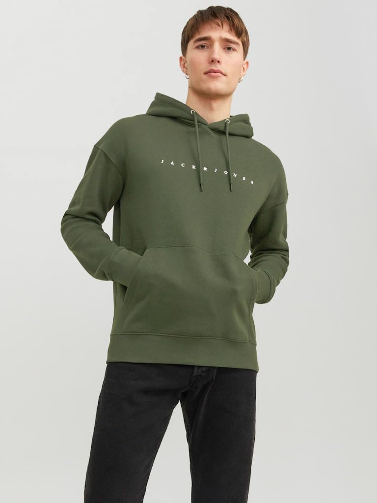 JACK & JONES Herren Hoodie Kapuzenpullover JJESTAR JJ Sweat Hood - Relaxed Fit XS Dusty Olive, XS Du