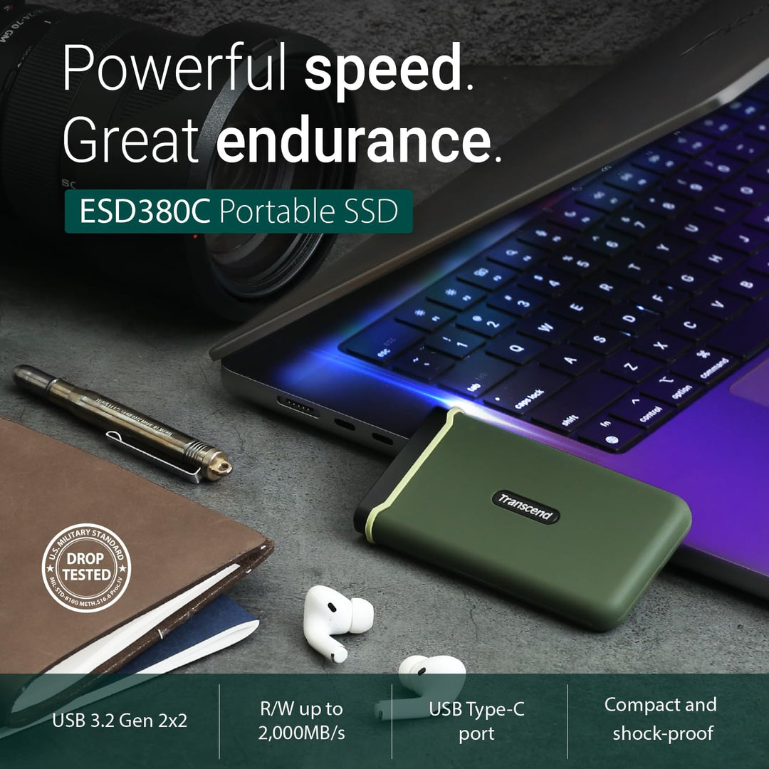 Transcend 2TB USB 3.2 Gen 2x2 USB Type-C ESD380C Portable SSD Solid State Drive TS2TESD380C