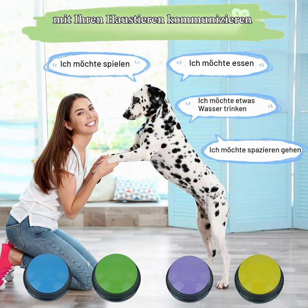 Gelabur Set von 4-Hundetasten für Kommunikation, Voice Recordable Tasten für Klassenzimmer, Hundetra