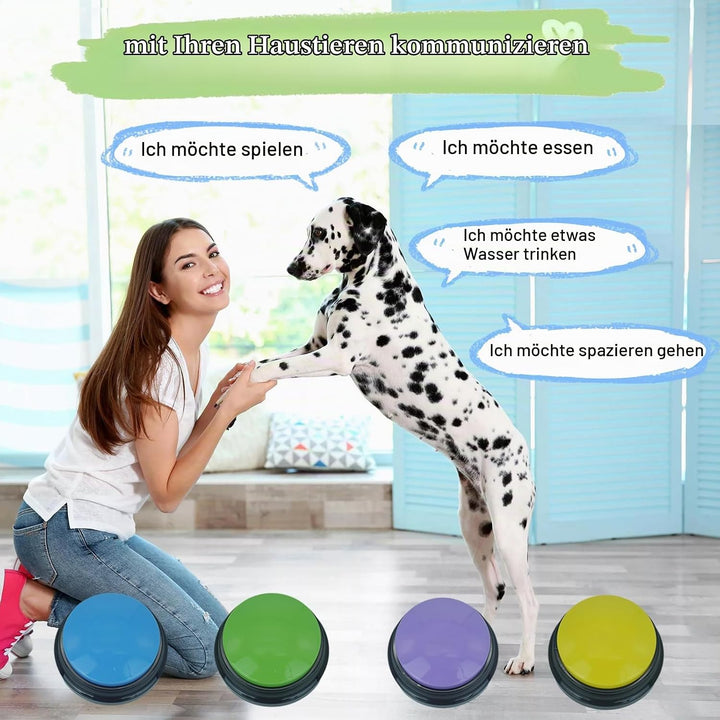 Gelabur Set von 4-Hundetasten für Kommunikation, Voice Recordable Tasten für Klassenzimmer, Hundetra