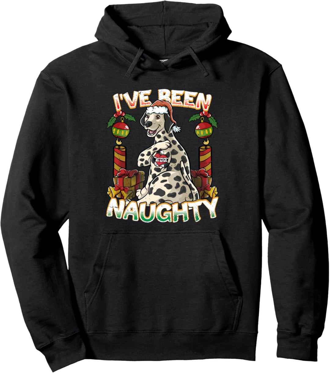 I've Been Naughty Dalmatiner Hund mit Weihnachtsmann-Mütze Pullover Hoodie