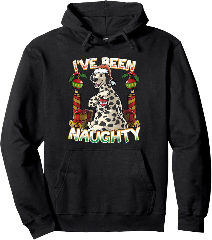 I've Been Naughty Dalmatiner Hund mit Weihnachtsmann-Mütze Pullover Hoodie