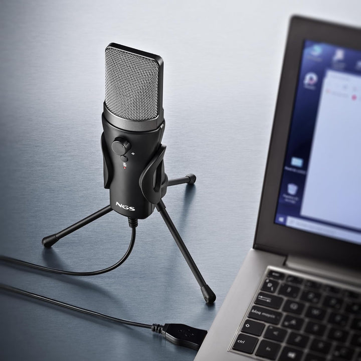 NGS MS120 USB - Mikrofon mit Nierencharakteristik für Streaming, Podcast und Gaming, latenzfreie Übe