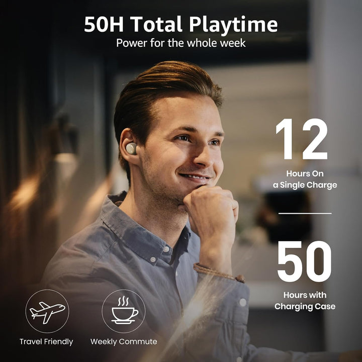 TOZO T6 Bluetooth Kopfhörer Kabellos In Ear Kopfhörer Touch Control mit Kabellosem Ladecase, IPX8 Wa