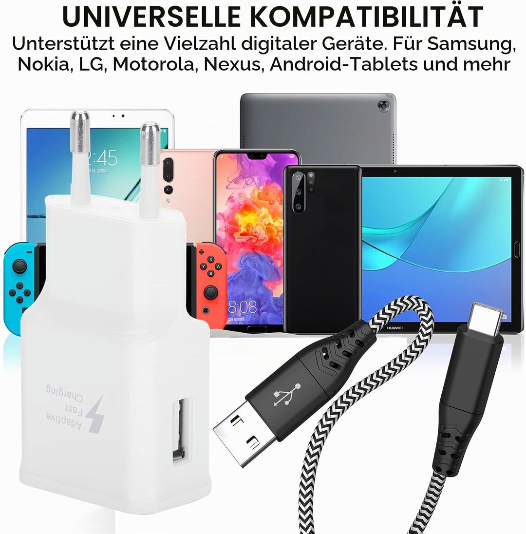 2-Pack Ladegerät mit Ladekabel Für Samsung Galaxy S8, S8+, S9, S9 Plus, S10, S10 Plus, S10e 5G, S20,