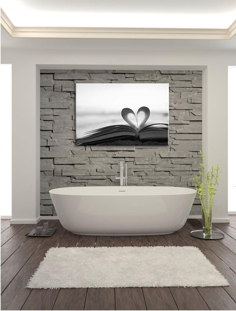 Pixxprint Herz aus Einer Buchseite / 100x70cm Leinwandbild bespannt auf Holzrahmen/Wandbild Kunstdru