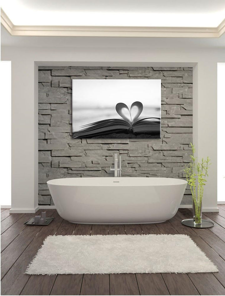 Pixxprint Herz aus Einer Buchseite / 100x70cm Leinwandbild bespannt auf Holzrahmen/Wandbild Kunstdru